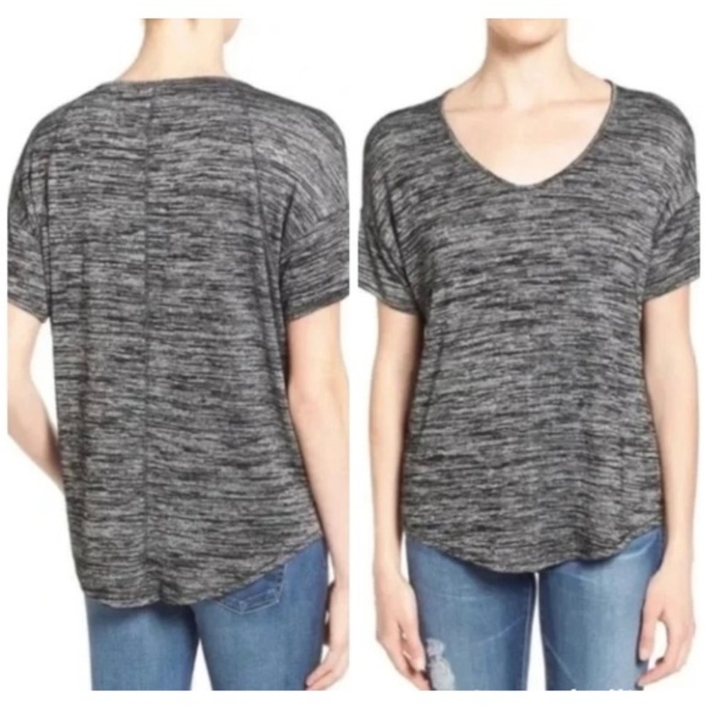 Bally Total Fitness T-Shirt Women 3X Grey Space Dye V-Neck Short Sleeve Tee